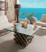 Table basse LAGOS en branche de teck l’esprit nature.