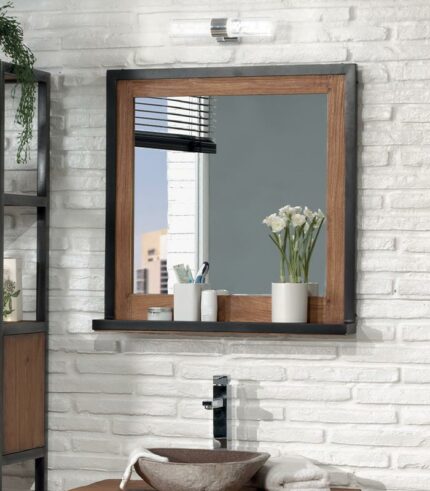 Miroir de salle de bains en teck recyclé