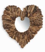 Miroir en forme de coeur en bois flotté
