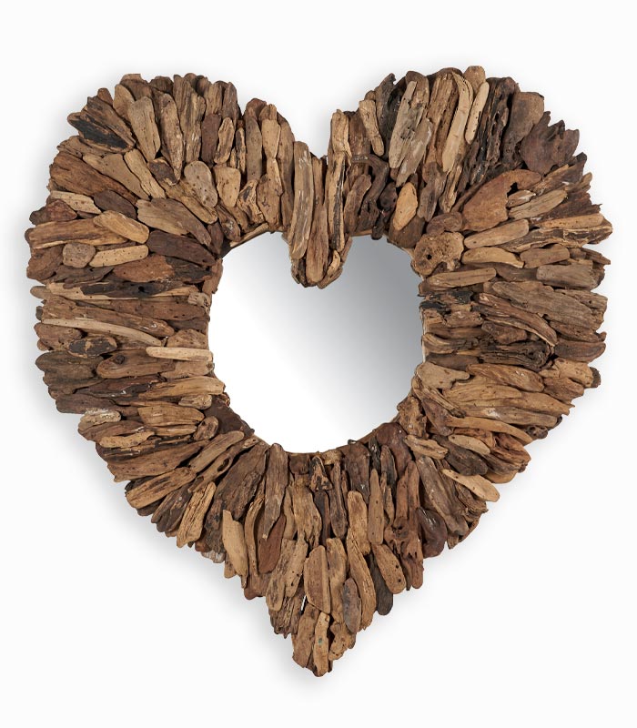 Miroir coeur WOODREAM Miroir en forme de coeur en bois flotté