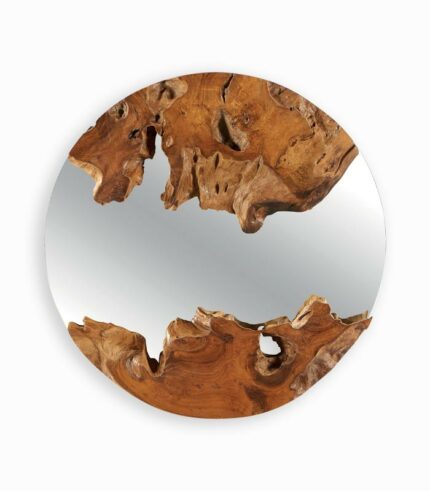 Miroir rond RACINE en teck recyclé