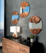 Miroir rond RACINE en teck recyclé