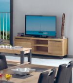 Meuble TV avec sa céramique aspect ardoise incrustée