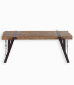 Table basse rectangulaire en bois brut et fer vieilli