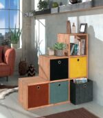 Etagère cube 6 cases en bois massif ciré