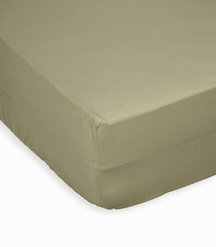 Drap housse en percale coloris sauge