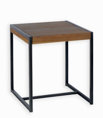 Table bistrot en teck recyclé et métal