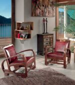 Fauteuil rétro en teck et cuir
