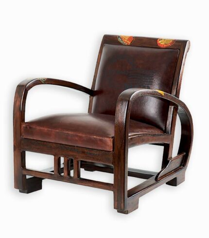Fauteuil rétro en teck et cuir