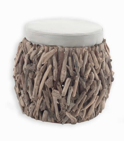 Pouf en bois flotté naturel