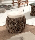 Pouf en bois flotté naturel