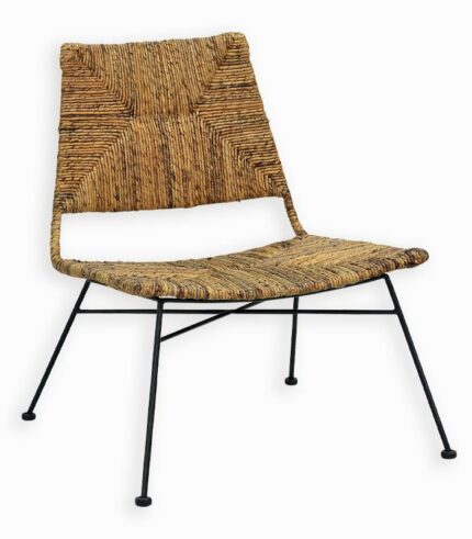 Fauteuil HAO en rotin et pieds métal noir