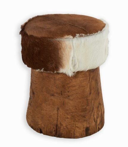 Pouf NATURE en teck et peau