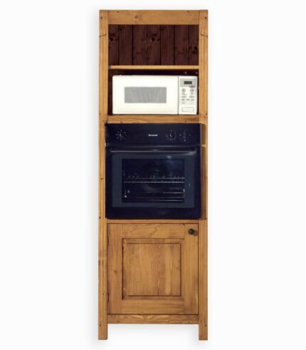 Armoire four en pin massif ciré et pin recyclé