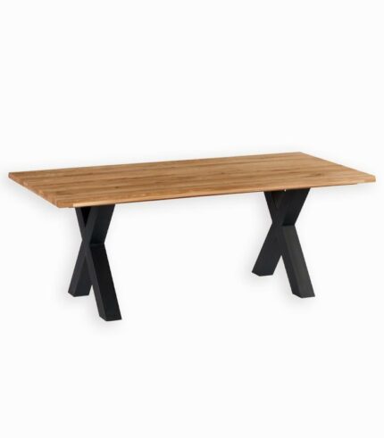 Table chêne massif et pieds métal noir