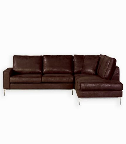 Canapé d'angle design indus aspect cuir vieilli