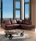 Canapé d'angle design indus aspect cuir vieilli