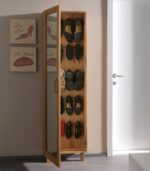Armoire à chaussures en bois avec porte miroir