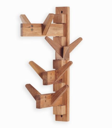 Porte-manteaux 4 branches orientable en chêne finition huilé