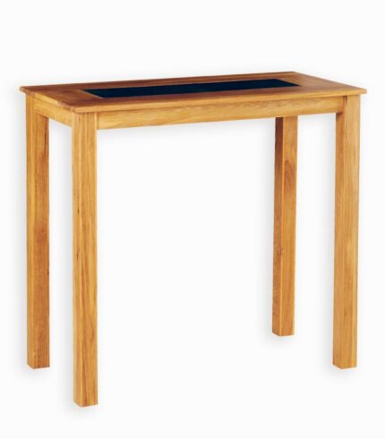 Table haute en bois huilé pour univers cosy