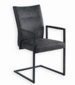 Chaise aspect cuir en PU avec pieds en métal.