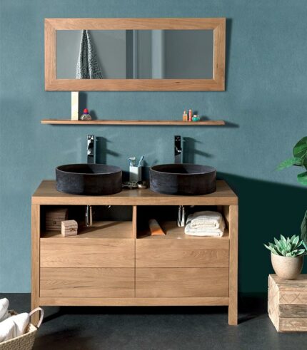 Meuble avec double vasque en pierre naturelle