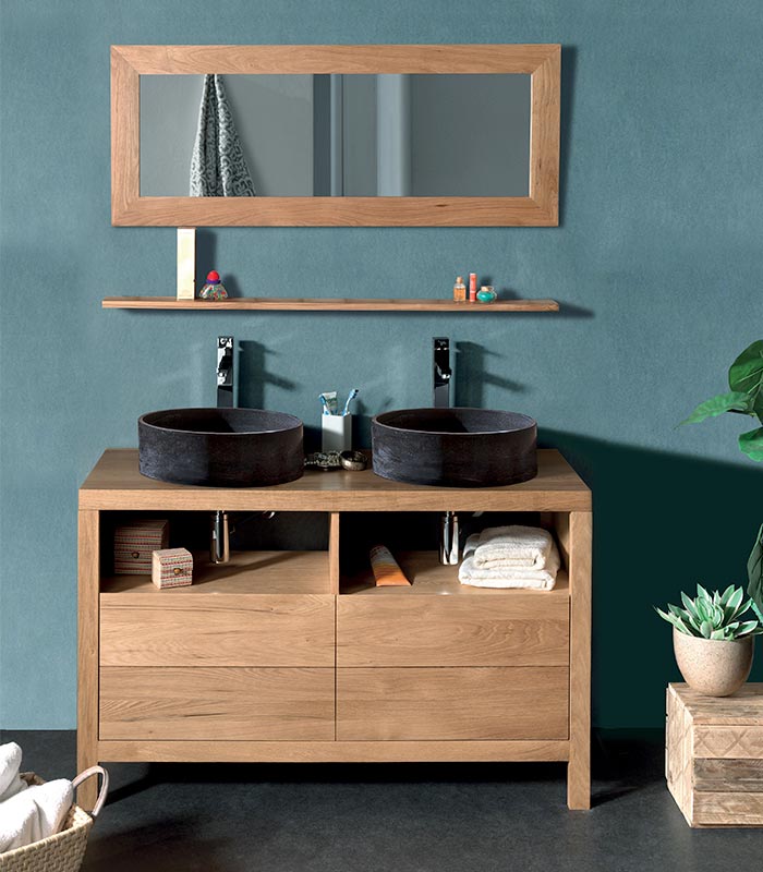 Salle de bain STONE Meuble avec double vasque en pierre naturelle