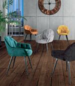 Chaise vintage en tissu et métal