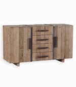 Bahut en bois brut et fer vieilli
