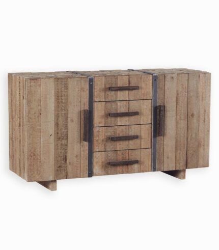 Bahut en bois brut et fer vieilli