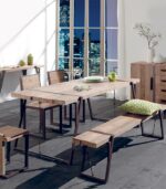 Table rectangulaire WESTMOUNT en bois brut et fer vieilli