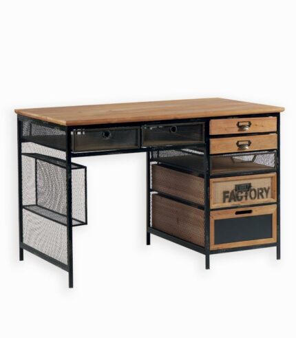 Bureau design vintage en métal et bois