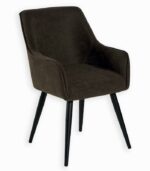 Chaise vintage havane en tissu et pieds métal