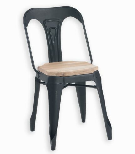 Chaise vieillie MACKAY en fer noir et bois