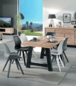 Table NYORD en chêne blanchi et pieds noirs