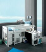 Lit mi-hauteur GENIUS en pin massif blanchi