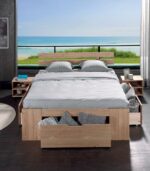 Lit en bois massif avec de nombreux rangements