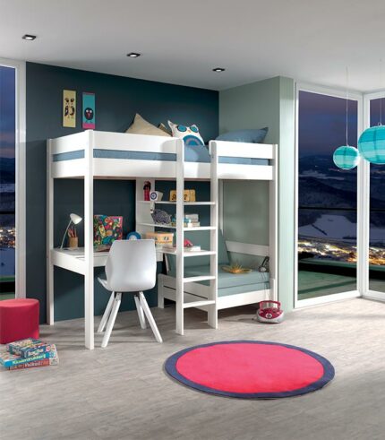 Lit compact en pin massif blanc