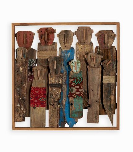 Tableau au design ethnique en bois coloré