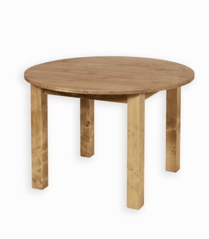 Table ronde en pin massif ciré