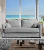 Canapé Bed-express gris clair en 160 cm