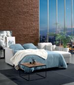 Canapé d'angle Bed-express gris ouvert