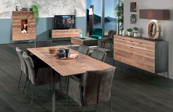Mobilier en teck recyclé au design indus