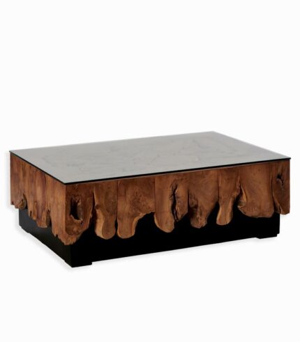 Table basse teck et métal BURI