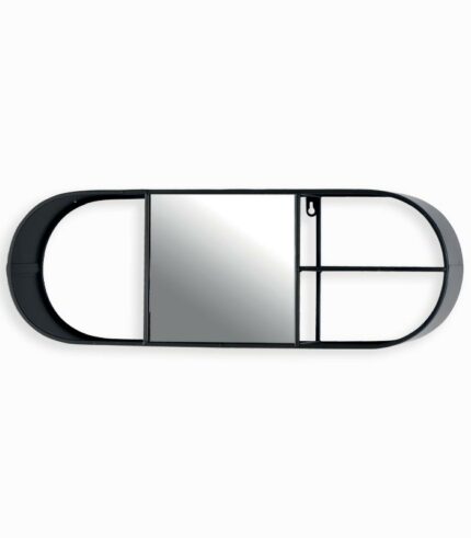 Etagère métal ovale avec miroir