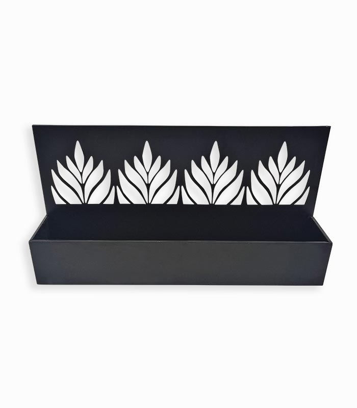 Porte-plante long en fer noir Porte-plante long en fer noir
