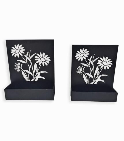 Set de 2 porte plantes en fer noir
