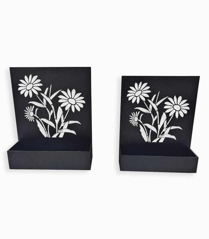 Set de 2 porte plantes en fer noir Set de 2 porte plantes en fer noir