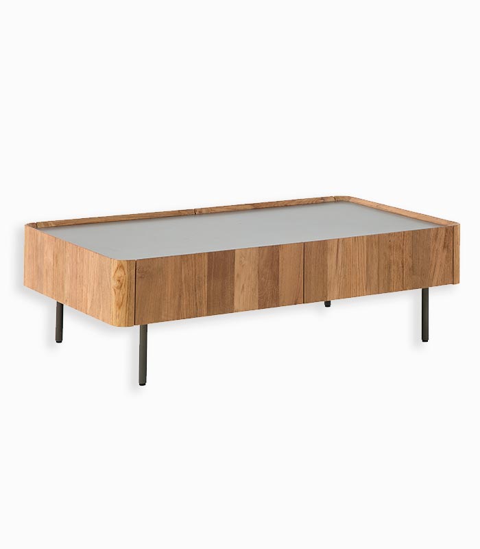 Table basse teck recyclé NEVADA 2 tiroirs Table basse teck recyclé NEVADA 2 tiroirs