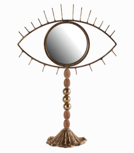 Miroir œil à poser en métal doré